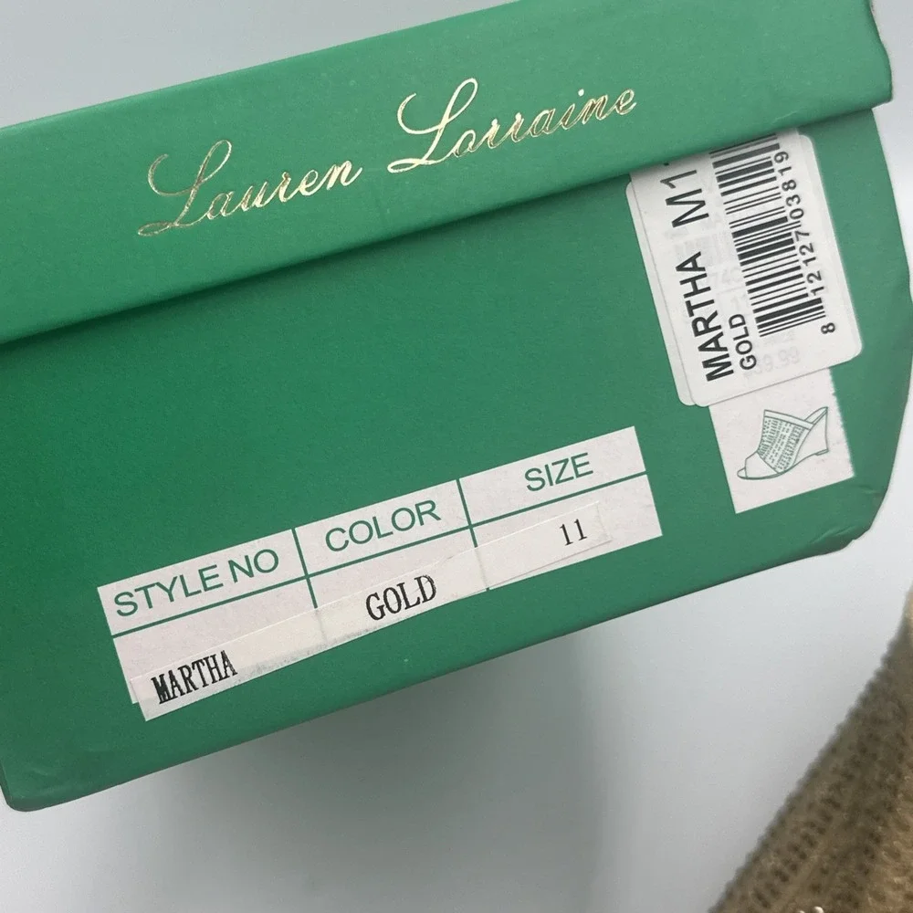 Lauren‎ Lorraine Martha Women's Wedge Sandal Gold Glitter Rhinestones Size 11